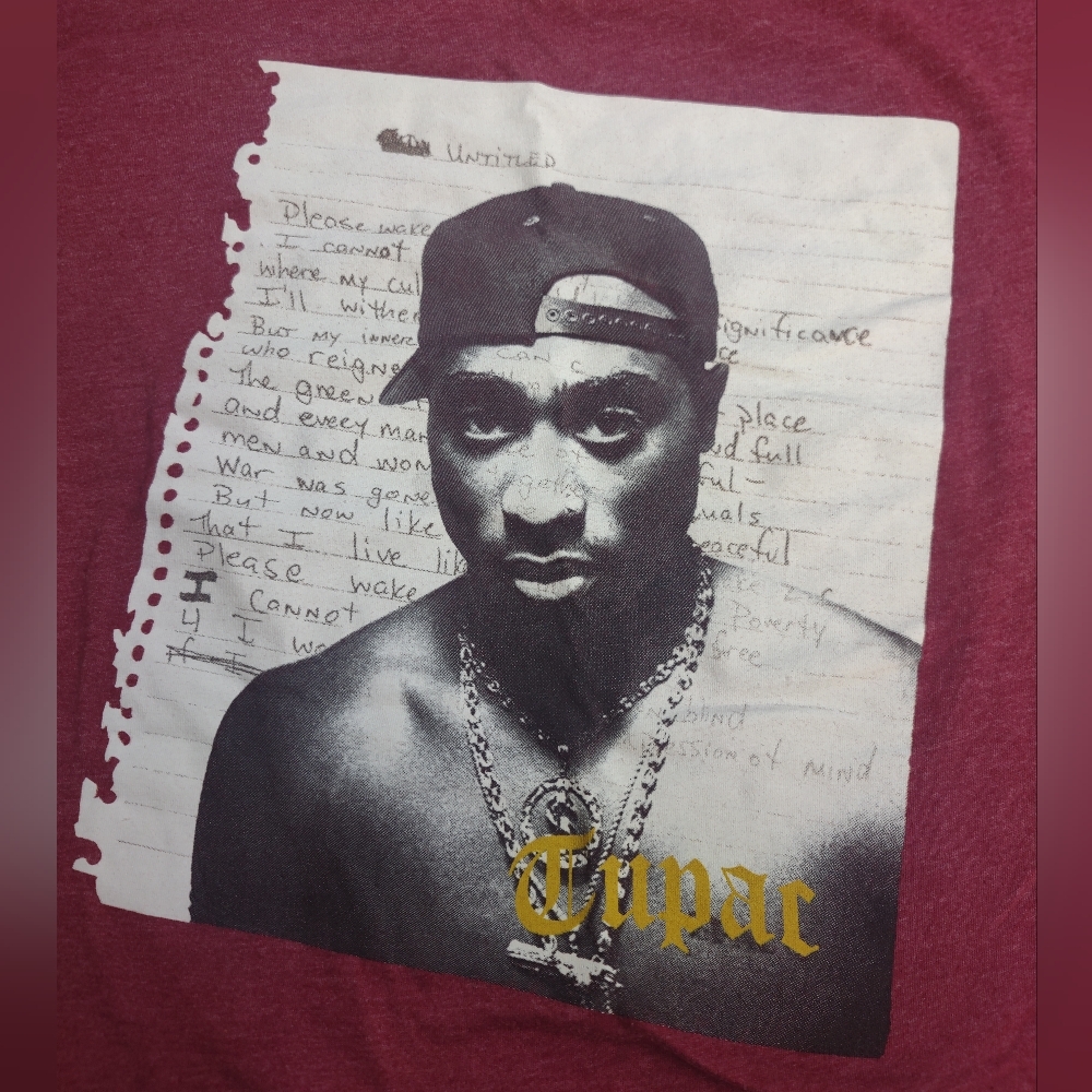 Cross Colours - Tupac Shakur T-shirt - Red - Men's Large - Picture 2 of 4